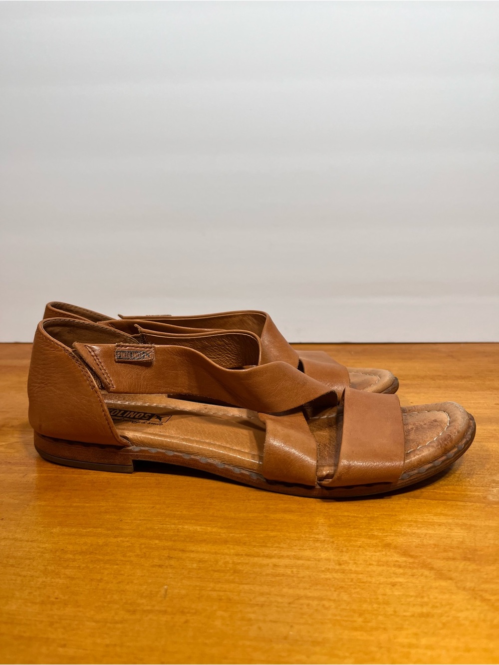 PIKOLINOS Tan Leather Open-Toe Slingback Sandals EU 39